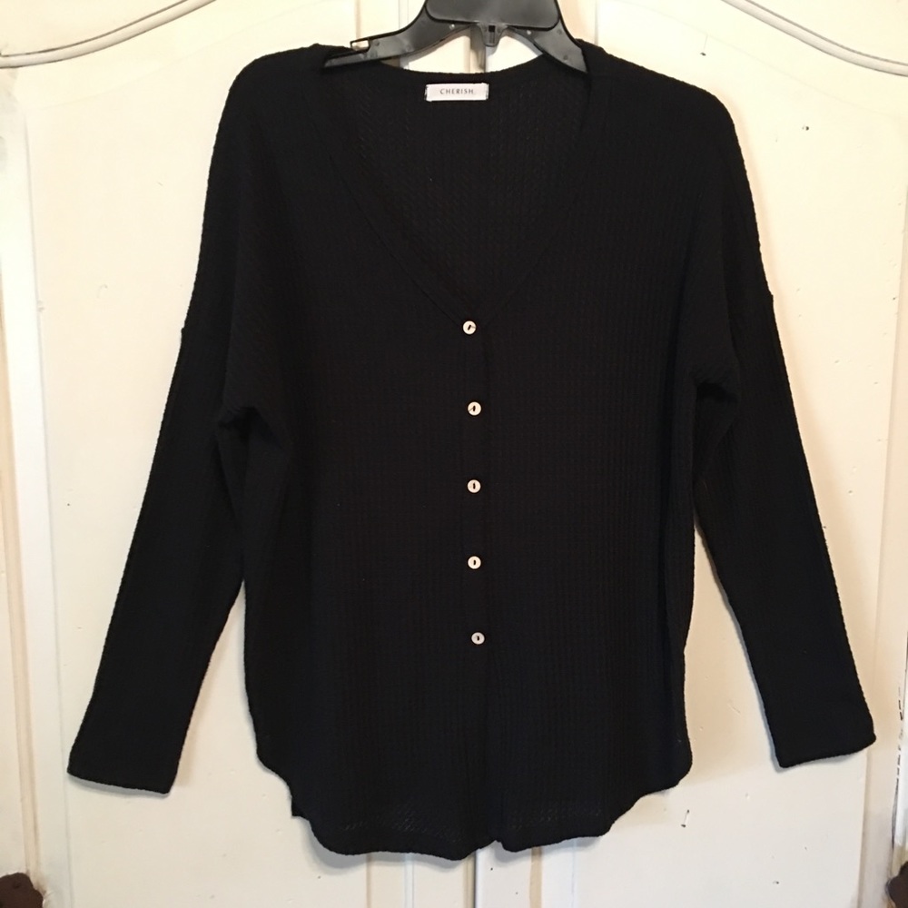 Cherish Black Light weight Button Cardigan Sz Sm